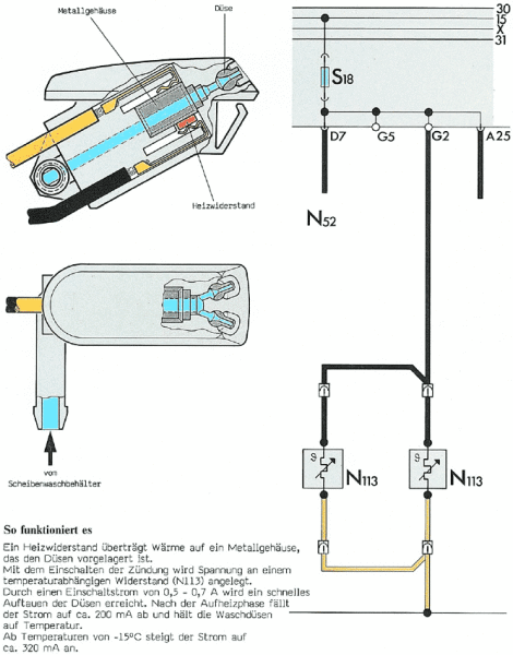 Оригинальная заводская инструкция Ауди 80: форсунка с подогревом и схема ее подключения к электрической сети автомобиля