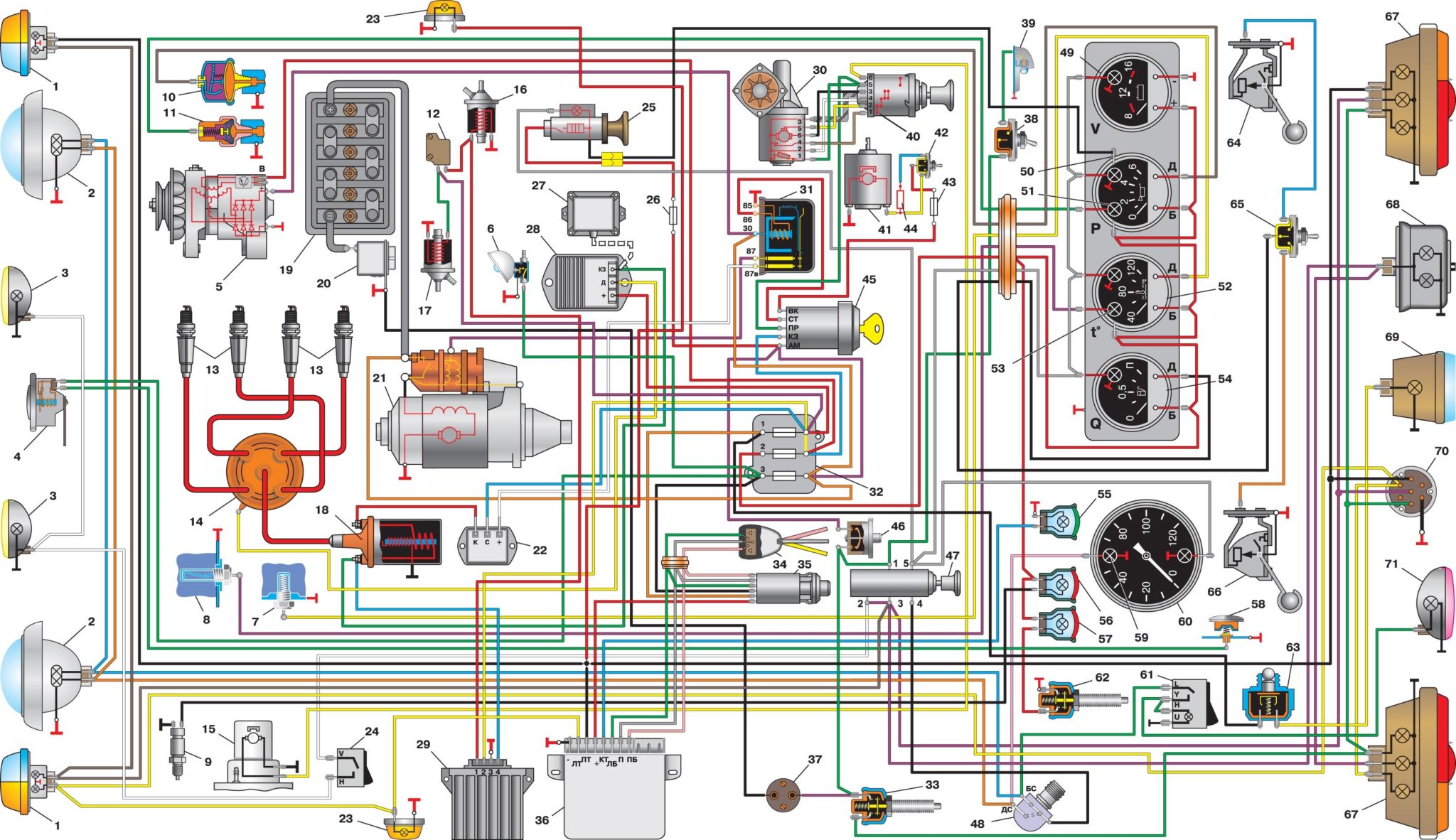 Схема контактного зажигания уаз. Электрооборудование автомобилей уаз. Зажигание
