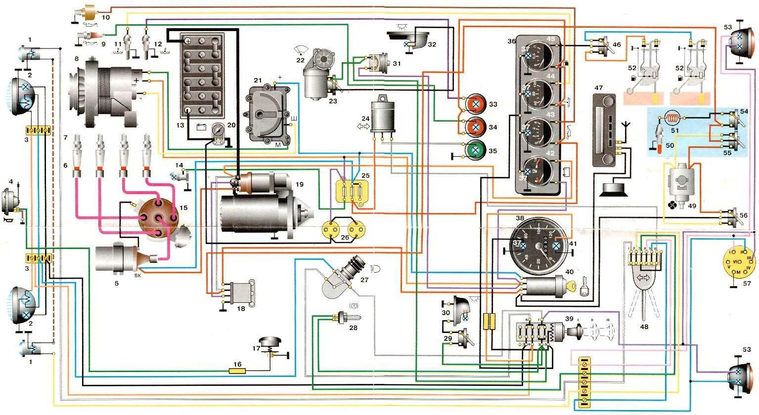 Общая схема электрооборудования автомобиля УАЗ