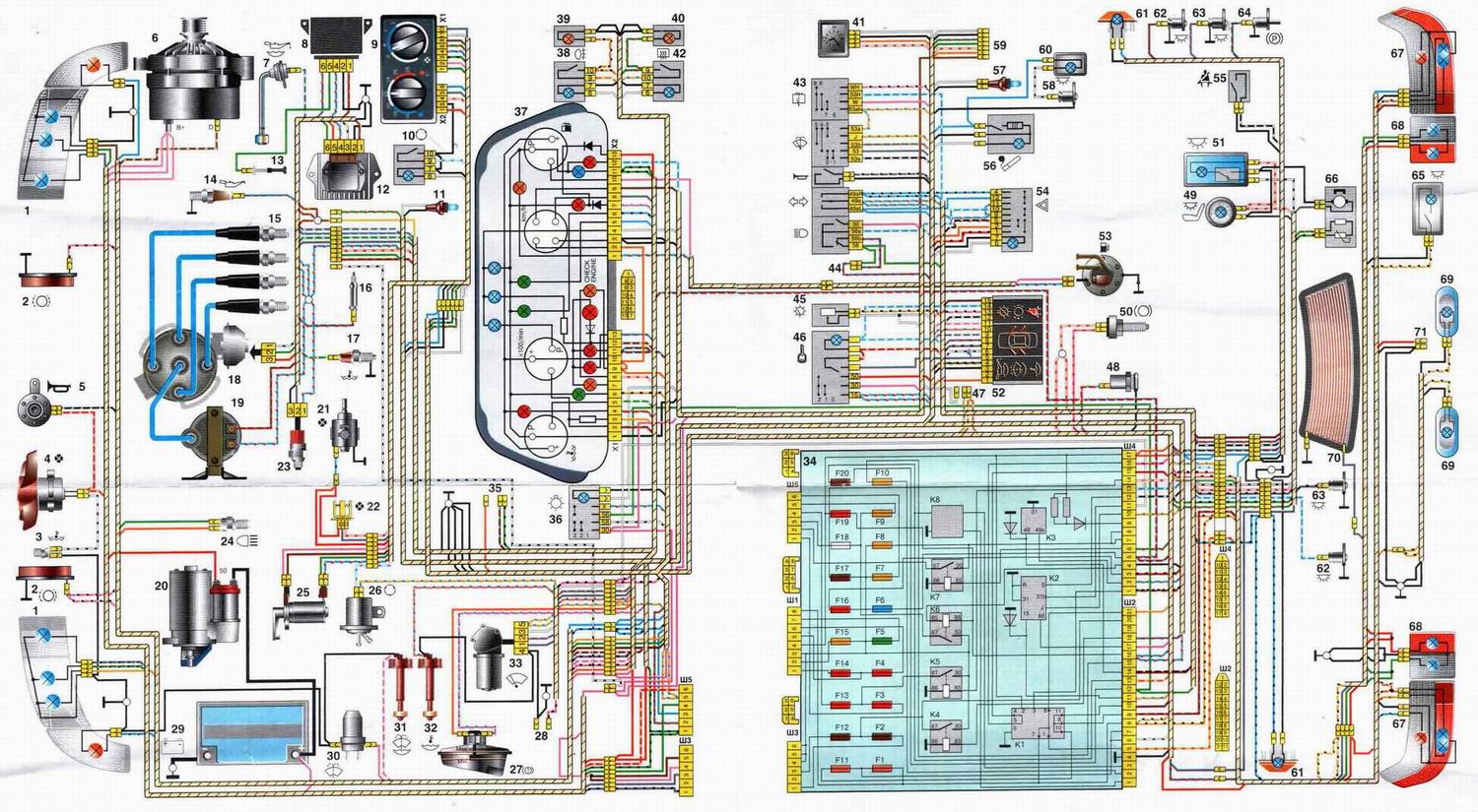 Описание схемы проводки ВАЗ-2105
